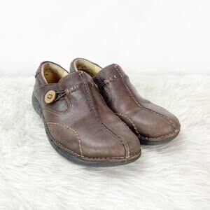 Unstructured Clarks 5 M Womens Brown Leather Orthapedical Stitch Comfrot Shoes